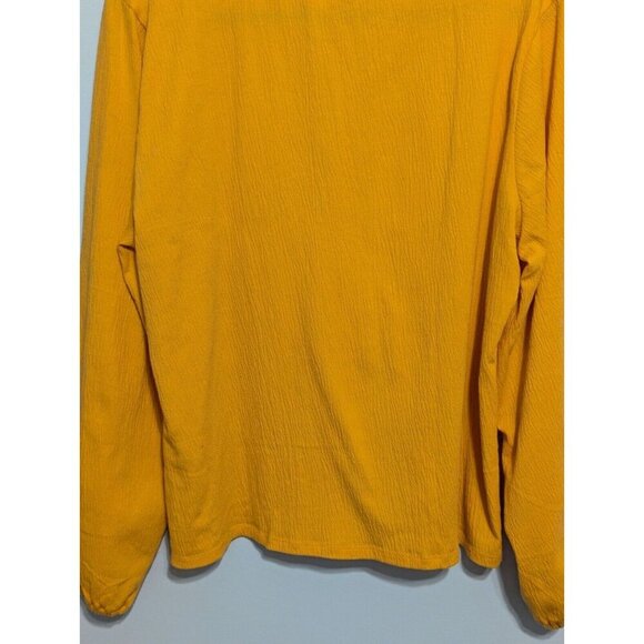 J. Crew Large Polyester High Neck Shirt Long Bell Sleeve Mustard Yellow Blouse - Picture 7 of 7
